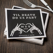 Til Death Do us Part Hart Hand Zwart Bruiloft Servet