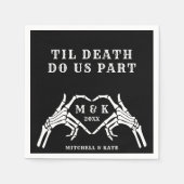 Til Death Do us Part Hart Hand Zwart Bruiloft Servet (Voorkant)