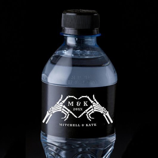 Til Death Do us Part Hart Hand Zwart Bruiloft Waterfles Etiket