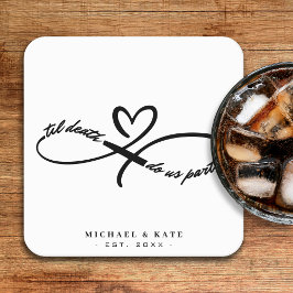 Til Death Do us Part Infinity Symbool Hart Bruilof Kartonnen Onderzetters