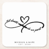 Til Death Do us Part Infinity Symbool Hart Bruilof Kartonnen Onderzetters (Voorkant)