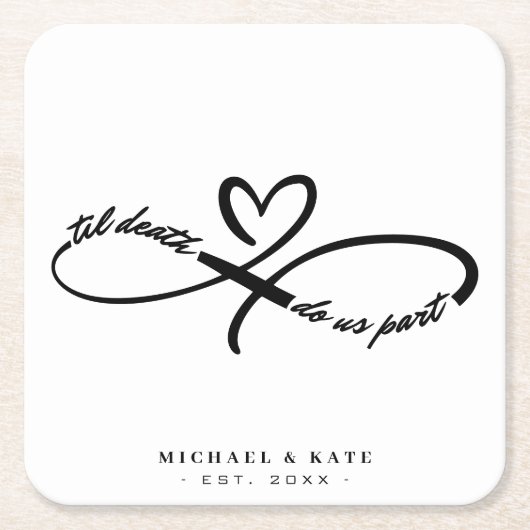 Til Death Do us Part Infinity Symbool Hart Bruilof Kartonnen Onderzetters (Voorkant)