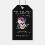 'Til Death Do US Part Paars & Black Wedding Invdin Cadeaulabel (Voorkant)