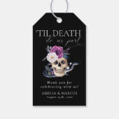 'Til Death Do US Part Paars & Black Wedding Invdin Cadeaulabel (Achterkant)