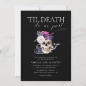 'Til Death Do US Part Paars & Black Wedding Invdin Kaart (Voorkant)