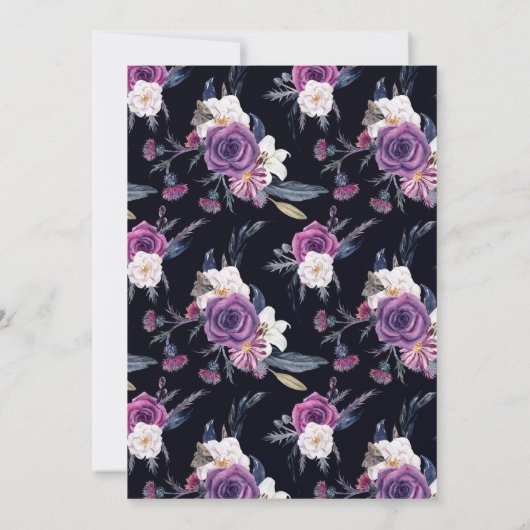 'Til Death Do US Part Paars & Black Wedding Invdin Kaart (Achterkant)