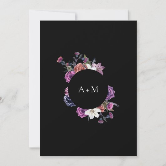 'Til Death Do US Part Paars & Black Wedding Invdin Kaart (Achterkant)