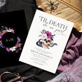 'Til Death Do US Part Paars & Black Wedding Invdin Kaart