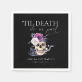 'Til Death Do US Part Paars & Black Wedding Invdin Servet (Voorkant)