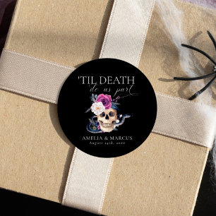 'Til Death Do US Part Paars & Black Wedding' Ronde Sticker