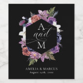 'Til Death Do US Part Paars & Black Wedding' Wijn Etiket (Enkel label)