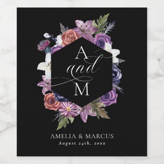 'Til Death Do US Part Paars & Black Wedding' Wijn Etiket (Enkel label)