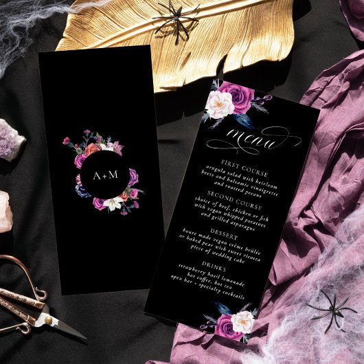 'Til Death Do us Part Paarse & Zwart Bruiloft Menu