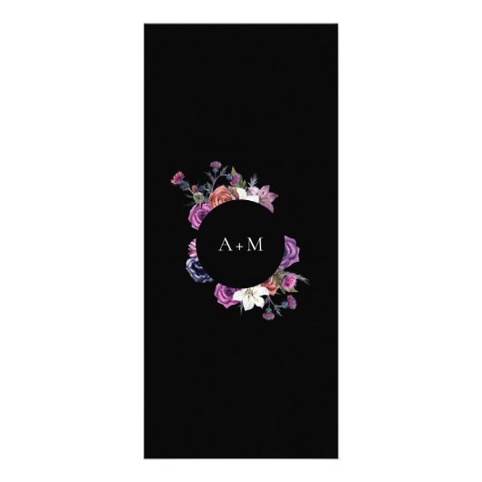 'Til Death Do us Part Paarse & Zwart Bruiloft Menu (Achterkant)