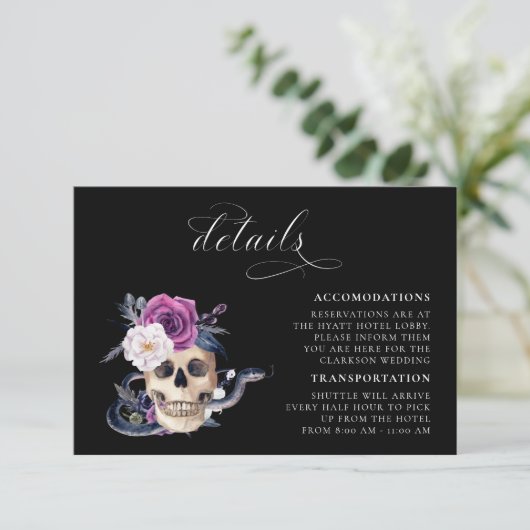 'Til Death Do us Part Paarse & Zwart Details Informatiekaartje (Staand voorkant)