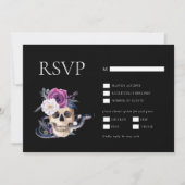 'Til Death Do us Part Paarse & Zwart RSVP Kaart (Voorkant)