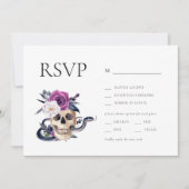 'Til Death Do us Part Paarse & Zwart RSVP Kaart (Voorkant)