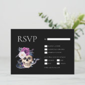 'Til Death Do us Part Paarse & Zwart RSVP Kaart (Staand voorkant)