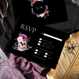 'Til Death Do us Part Paarse & Zwart RSVP Kaart