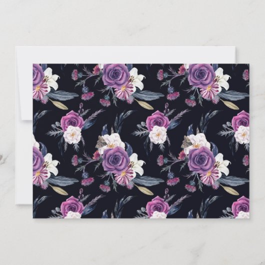 'Til Death Do us Part Paarse & Zwart RSVP Kaart (Achterkant)