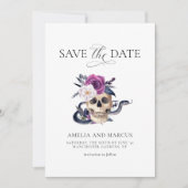 'Til Death Do Us Part Paarse & Zwart Save the Date Kaart (Voorkant)