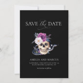 'Til Death Do Us Part Paarse & Zwart Save the Date Kaart (Voorkant)