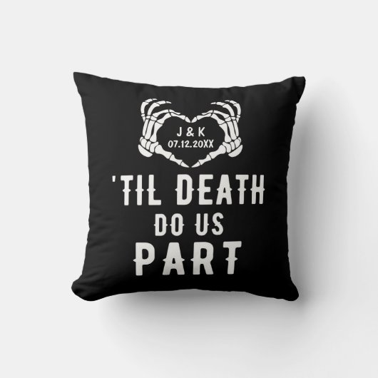 Til Death Do US Part Pas getrouwd Initialen Wedden Kussen (Voorkant)