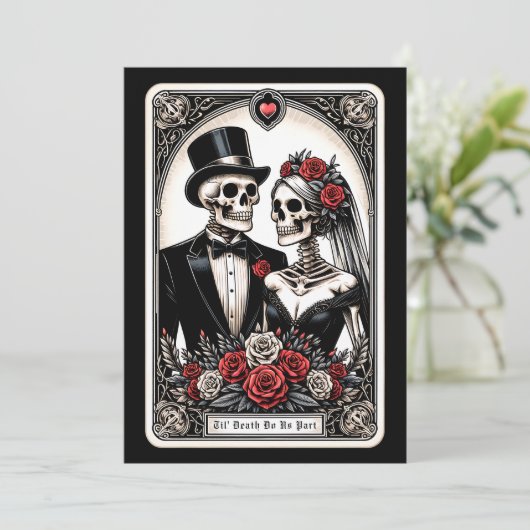 Til Death Do Us Part Rozen Tarot Wedding Kaart (Staand voorkant)