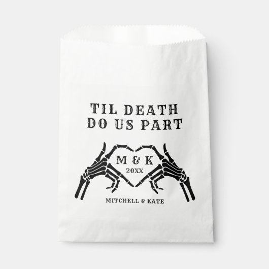 Til Death Do us Part Skelet Hart Hand Wedding Bedankzakje (Voorkant)