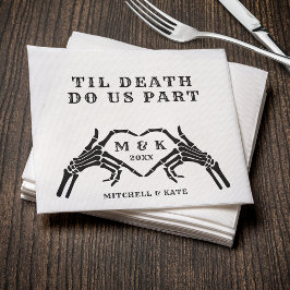 Til Death Do us Part Skelet Hart Hand Wedding Servet
