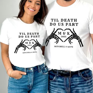 Til Death Do us Part Skelet Hart Hand Wedding T-shirt