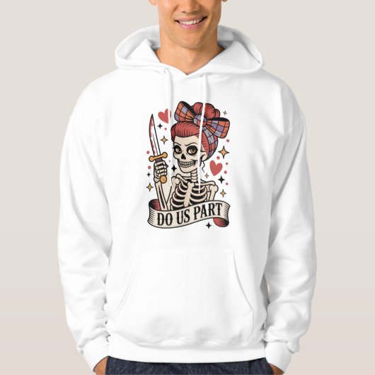 'Til Death Do Us Part Skeleton Bride Tattoo Style Hoodie (Voorkant)