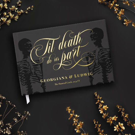 Til Death Do US Part Skeleton Elegant Gothic Wedde Gastenboek