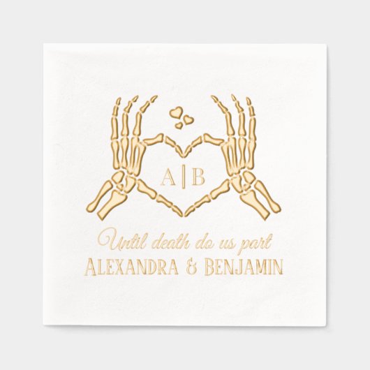 Til Death Do Us Part Skeleton Hands Hartteken #1 Folie Servetten (Voorkant)