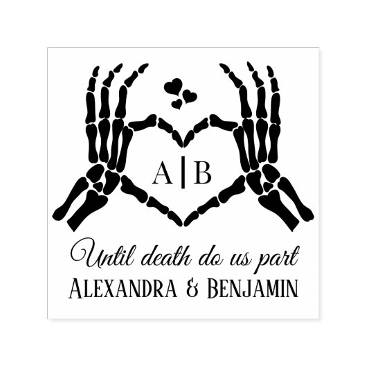 Til Death Do Us Part Skeleton Hands Hartteken #1 Zelfinktende Stempel (Design)