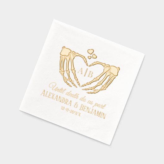 Til Death Do Us Part Skeleton Hands Hartteken #2 Folie Servetten (Links)