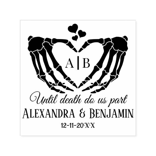 Til Death Do Us Part Skeleton Hands Hartteken #2D Zelfinktende Stempel (Design)