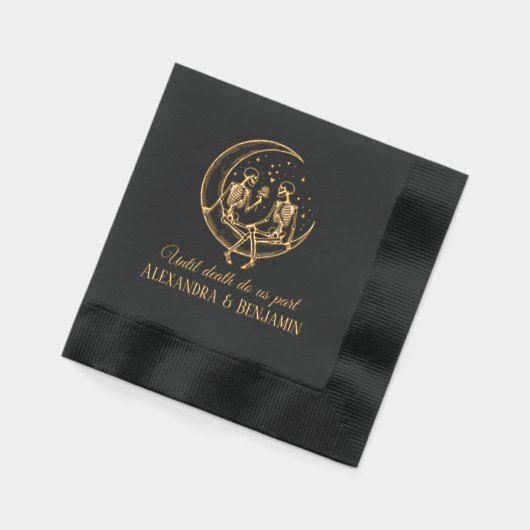 Til Death Do Us Part Skeleton paar halve maan Folie Servetten (Links)