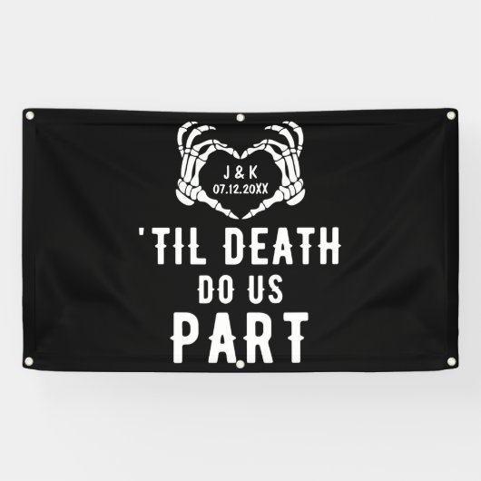 Til Death Do US Part Skeleton Wedding Personalized Spandoek (Horizontaal)