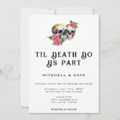 Til Death Do us Part Skulls & Rozen White Wedding Kaart (Voorkant)