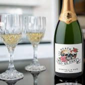 Til Death Do us Part Skulls & Rozen White Wedding Sparkling Wijnetiket