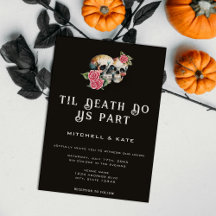 Til Death Do us Part Skulls & Rozen Zwart Bruiloft