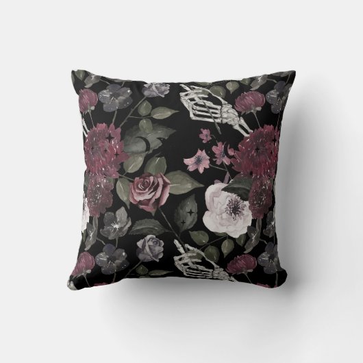 Til Death Do us Part Waterverf Skelet Roos Gothic Kussen (Achterkant)