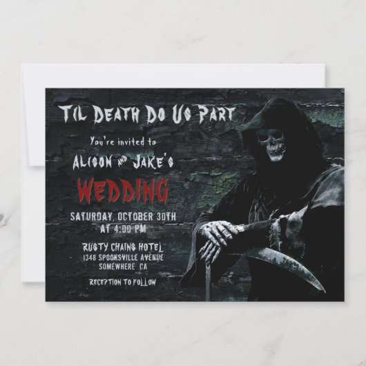 Til Death Do US Part Wedding Invitation Kaart (Voorkant)