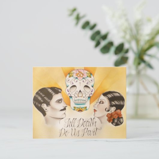 "Til Death Do US Part" Wedding Invitation Kaart (Staand voorkant)