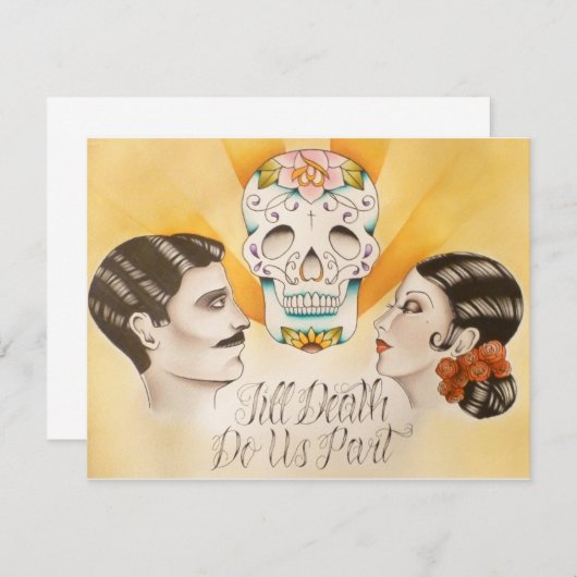 "Til Death Do US Part" Wedding Invitation Kaart (Voorkant / Achterkant)