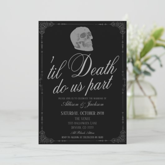 Til Death Do US Part Wedding Invitation Kaart (Staand voorkant)