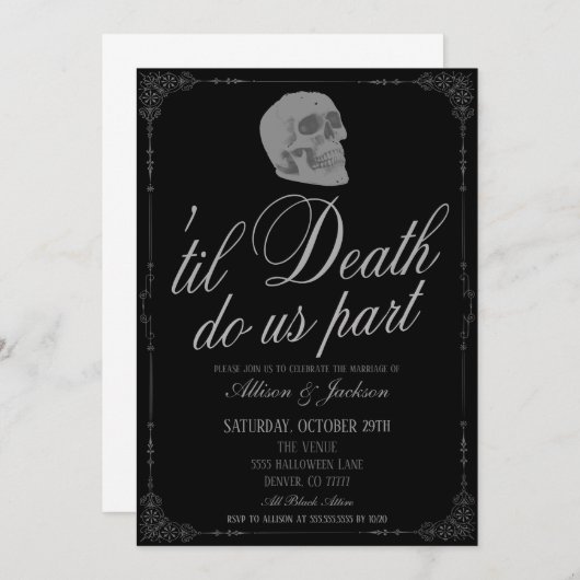 Til Death Do US Part Wedding Invitation Kaart (Voorkant / Achterkant)