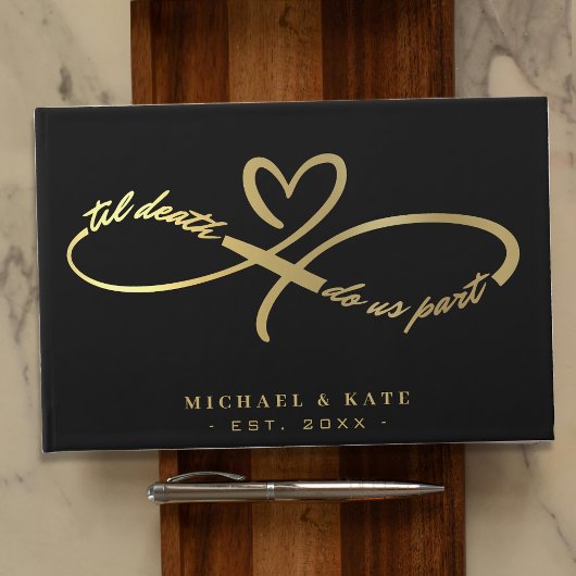 Til Death Do us Part Zwart & Goud Infinity Symbool Gastenboek