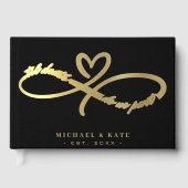 Til Death Do us Part Zwart & Goud Infinity Symbool Gastenboek (Voorkant)